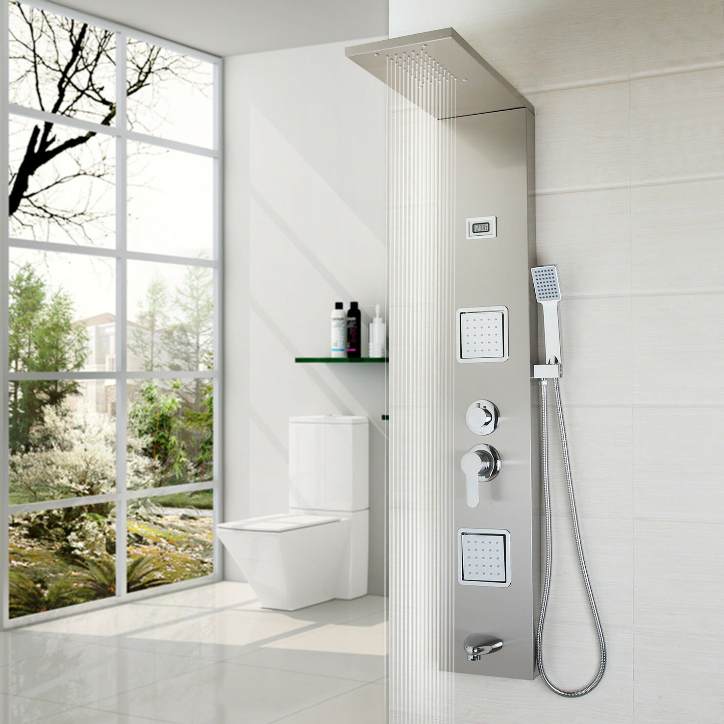 Fontana Digital Screen Temperature Control Shower Panel With Handshower And Tub Spout